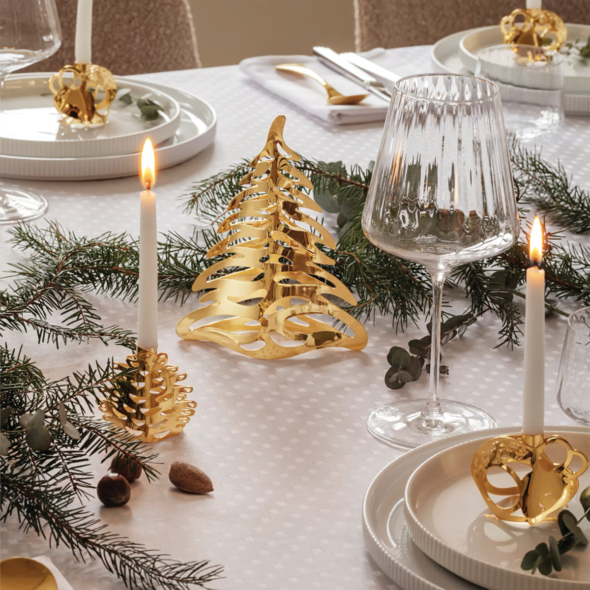 2023 Holiday Table Tree, Set of Three - 18kt Gold Plated