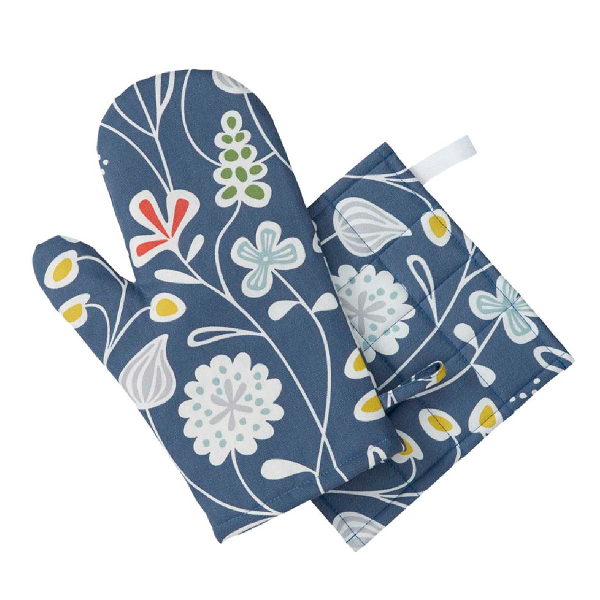 Flower Meadow Oven Glove & Potholder Set, Blue – FJØRN Scandinavian